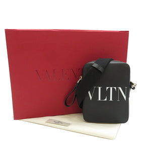 VLTN スモール ショルダー ブラック×ホワイト レザー ショルダーバッグ シルバー金具 黒 クロスボディ