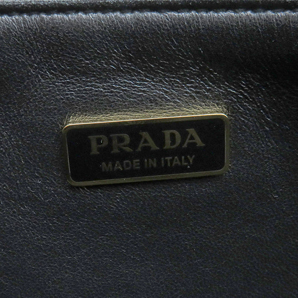 プラダ PRADA トライアングル ミニバッグ 2個セット 1BC176 NERO×CORDA レザー ファブリック 2WAYバッグ ゴールド金具 黒 三角ロゴプレート
