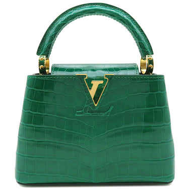 ルイヴィトン LOUIS VUITTON エムロード カプシーヌ ミニ クロコ N92831 クロコダイル 2WAYバッグ ゴールド金具 緑 エキゾチックレザー