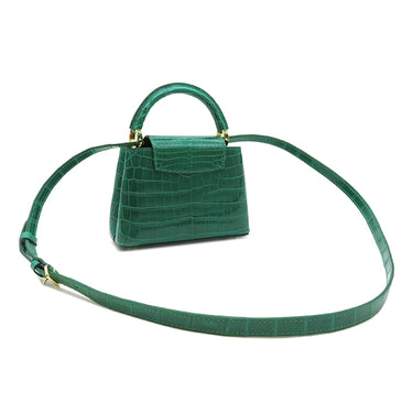ルイヴィトン LOUIS VUITTON エムロード カプシーヌ ミニ クロコ N92831 クロコダイル 2WAYバッグ ゴールド金具 緑 エキゾチックレザー