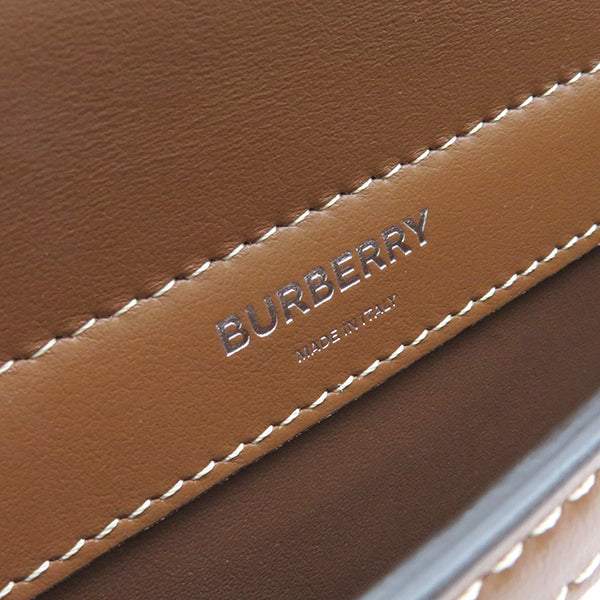 バーバリー BURBERRY ベビー タイトル ポケット 8014611 ナチュラル×モルトブラウン キャンバス レザー ショルダーバッグ